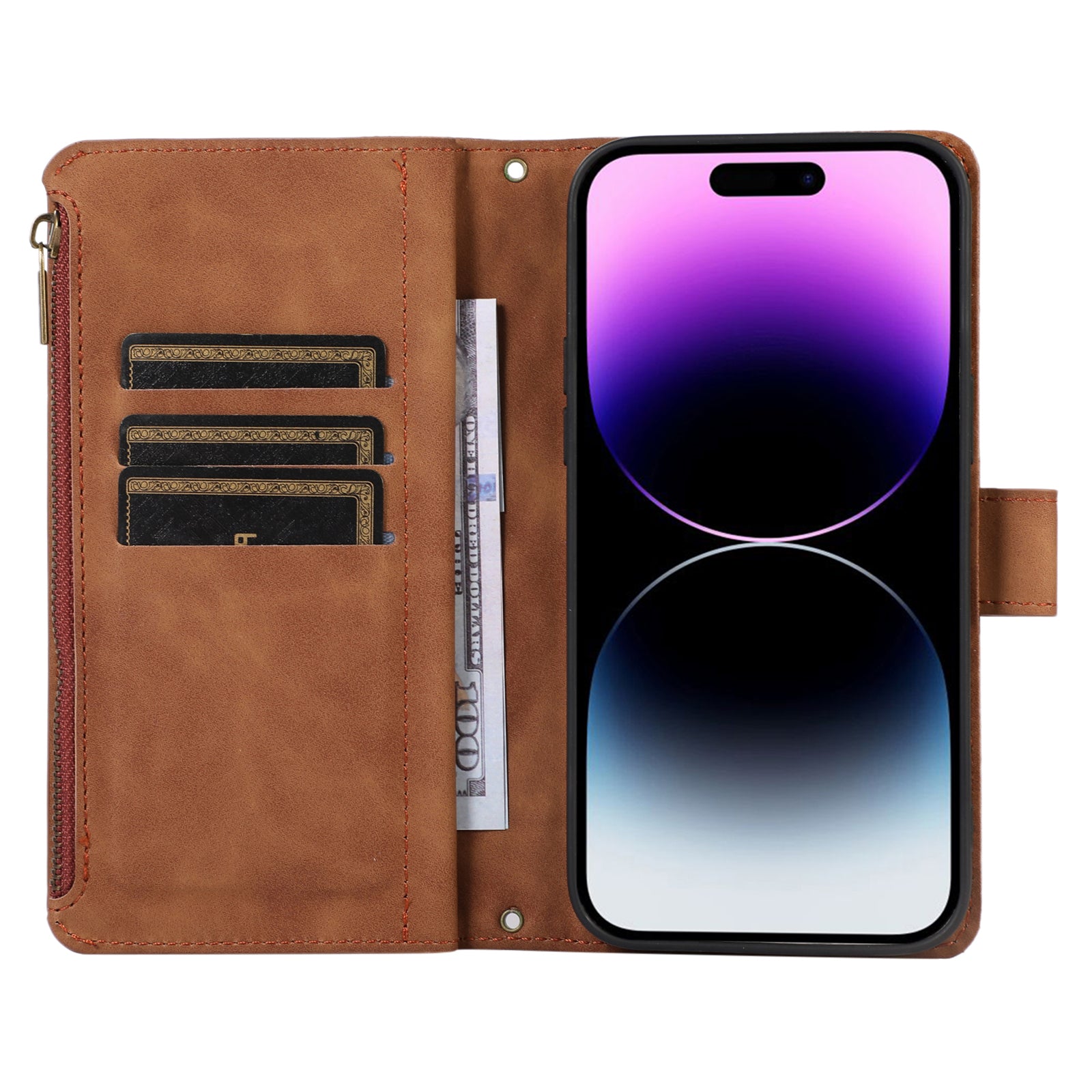 Pro iPhone 13 Pro Max 6,7 palce PU kůže 9 slotů pro karty Peněženka Pouzdro na telefon Potištěný zip Kapesní vyklápěcí stojánek Pro iPhone 13 Pro Max 6,7 palce PU kůže 9 slotů pro karty Peněženka Pouzdro na telefon Potištěný zip Kapesní vyklápěcí stojánek